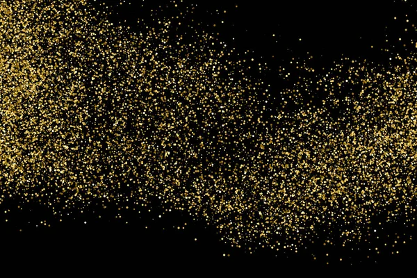 Gold Glitzertextur Isoliert Auf Schwarz Bernstein Teilchen Farbe Feierlicher Hintergrund — Stockvektor