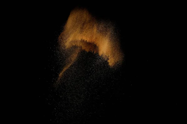 Піщаний Вибух Ізольований Чорному Тлі Абстрактна Піщана Хмара — стокове фото