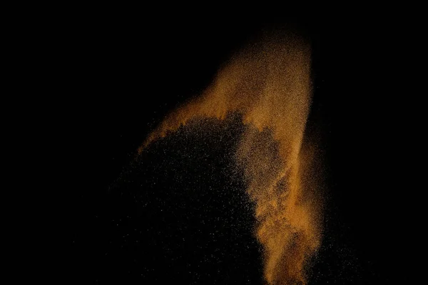 Піщаний Вибух Ізольований Чорному Тлі Абстрактна Піщана Хмара — стокове фото