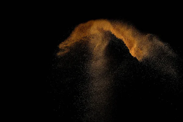 Explosão Areia Isolada Fundo Preto Nuvem Areia Abstrata — Fotografia de Stock