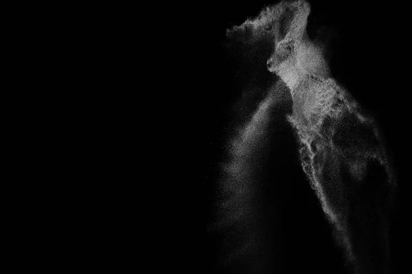 Freeze Motion White Particles Black Background Powder Explosion Abstract Dust — Stock Photo, Image