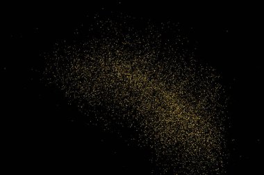 Altın glitter doku siyah izole. Amber parçacıklar renk. Kutlama arka plan. Altın patlama konfeti. Vektör çizim, eps 10.