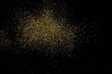 Altın glitter doku siyah izole. Amber parçacıklar renk. Kutlama arka plan. Altın patlama konfeti. Vektör çizim, eps 10.