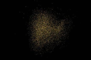 Altın glitter doku siyah izole. Amber parçacıklar renk. Kutlama arka plan. Altın patlama konfeti. Vektör çizim, eps 10.