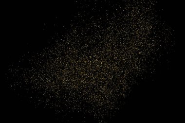 Altın glitter doku siyah izole. Amber parçacıklar renk. Kutlama arka plan. Altın patlama konfeti. Vektör çizim, eps 10.