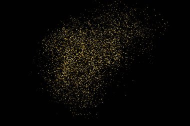 Altın glitter doku siyah izole. Amber parçacıklar renk. Kutlama arka plan. Altın patlama konfeti. Vektör çizim, eps 10.