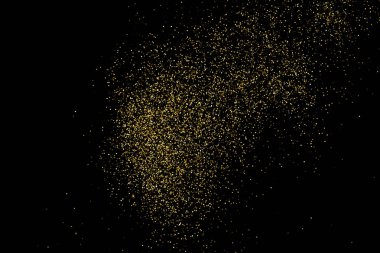 Altın glitter doku siyah izole. Amber parçacıklar renk. Kutlama arka plan. Altın patlama konfeti. Vektör çizim, eps 10.