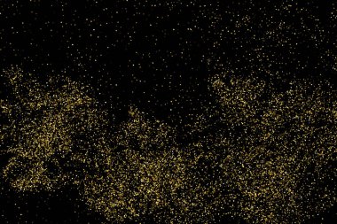 Altın glitter doku siyah izole. Amber parçacıklar renk. Kutlama arka plan. Altın patlama konfeti. Vektör çizim, eps 10.