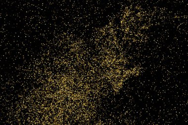 Altın glitter doku siyah izole. Amber parçacıklar renk. Kutlama arka plan. Altın patlama konfeti. Vektör çizim, eps 10.