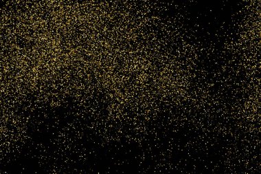 Altın glitter doku siyah izole. Amber parçacıklar renk. Kutlama arka plan. Altın patlama konfeti. Vektör çizim, eps 10.
