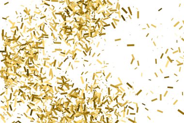 Altın glitter doku üzerinde beyaz izole. Amber renkli arka planı. Altın patlama konfeti. Vektör çizim, eps 10.