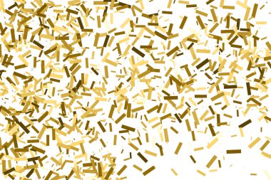 Altın glitter doku üzerinde beyaz izole. Amber renkli arka planı. Altın patlama konfeti. Vektör çizim, eps 10.