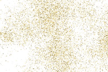 Altın glitter doku üzerinde beyaz izole. Amber renkli arka planı. Altın patlama konfeti. Vektör çizim, eps 10.