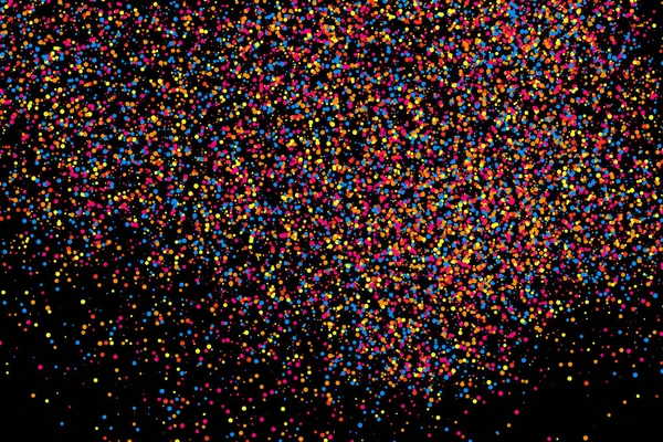 Explosão Colorida Confete Grainy Abstrato Textura Multicolorida Isolado Fundo Preto —  Vetores de Stock
