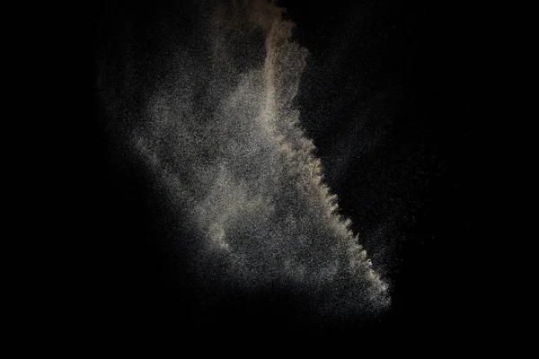 Sandy Explosion Isolated Black Background Abstract Particles Cloud Texture Element — Stock Photo, Image