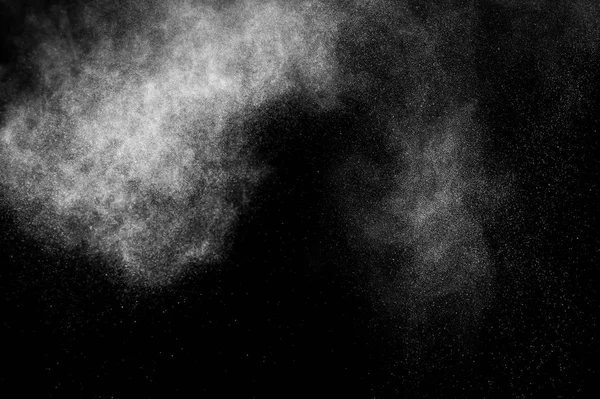 Freeze Motion White Particles Black Background Powder Explosion Abstract Dust — Stock Photo, Image