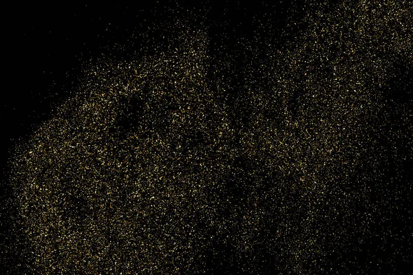 Texture Glitter Oro Isolato Nero Colore Delle Particelle Ambra Sfondo — Vettoriale Stock