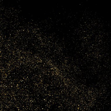 Altın Glitter doku siyah izole. Amber parçacıklar renk. Kutlama arka plan. Altın patlama konfeti. Tasarım öğesi. Dijital olarak oluşturulan görüntü. Vektör çizim, Eps 10.