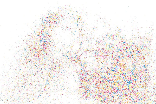 Abstracte Explosie Van Confetti Kleurrijke Korrelige Textuur Geïsoleerd Witte Achtergrond — Stockvector