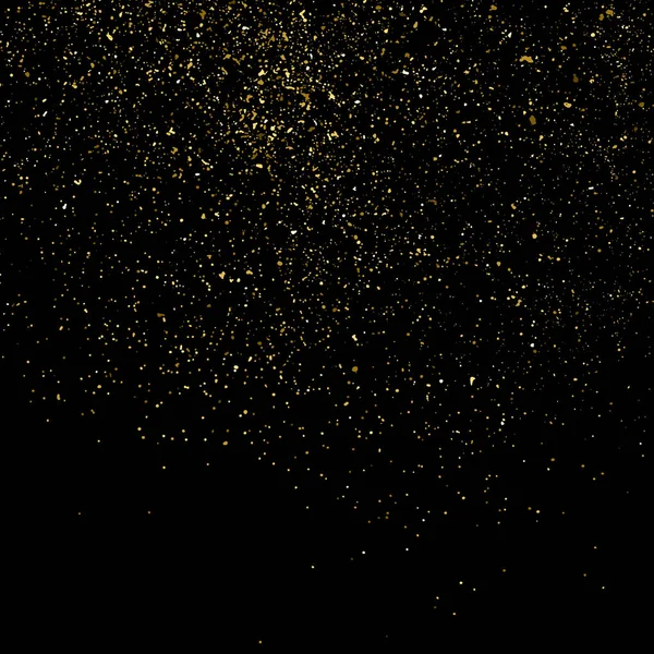 Gold Glitter Textura Isolada Preto Amber Particles Color Contexto Comemorativo — Vetor de Stock