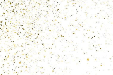 Beyaz üzerinde altın rengi parıltı dokusu izole edildi. Amber Parçacık Rengi. Kutlama arkaplanı. Altın Konfeti Patlaması. Tasarım elementi. Dijital olarak oluşturulmuş resim. Vektör İllüstrasyonu, EPS 10.