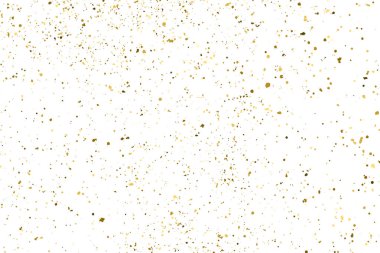 Beyaz üzerinde altın rengi parıltı dokusu izole edildi. Amber Parçacık Rengi. Kutlama arkaplanı. Altın Konfeti Patlaması. Tasarım elementi. Dijital olarak oluşturulmuş resim. Vektör İllüstrasyonu, EPS 10.