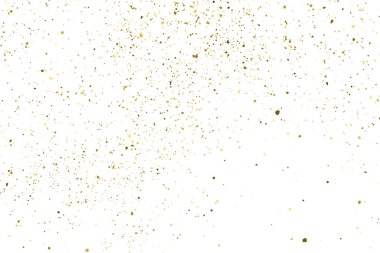 Beyaz üzerinde altın rengi parıltı dokusu izole edildi. Amber Parçacık Rengi. Kutlama arkaplanı. Altın Konfeti Patlaması. Tasarım elementi. Dijital olarak oluşturulmuş resim. Vektör İllüstrasyonu, EPS 10.