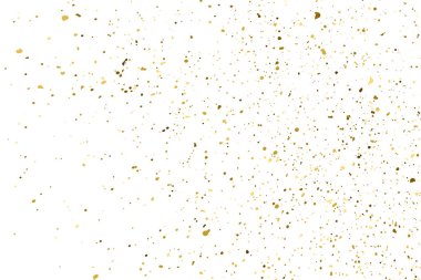 Beyaz üzerinde altın rengi parıltı dokusu izole edildi. Amber Parçacık Rengi. Kutlama arkaplanı. Altın Konfeti Patlaması. Tasarım elementi. Dijital olarak oluşturulmuş resim. Vektör İllüstrasyonu, EPS 10.