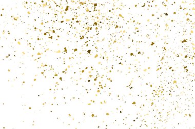 Beyaz üzerinde altın rengi parıltı dokusu izole edildi. Amber Parçacık Rengi. Kutlama arkaplanı. Altın Konfeti Patlaması. Tasarım elementi. Dijital olarak oluşturulmuş resim. Vektör İllüstrasyonu, EPS 10.