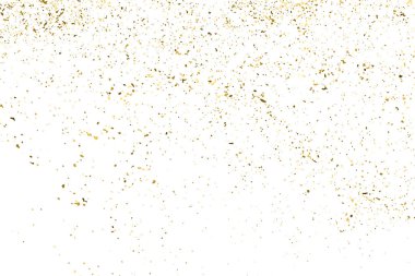 Beyaz üzerinde altın rengi parıltı dokusu izole edildi. Amber Parçacık Rengi. Kutlama arkaplanı. Altın Konfeti Patlaması. Tasarım elementi. Dijital olarak oluşturulmuş resim. Vektör İllüstrasyonu, EPS 10.