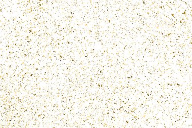 Beyaz üzerinde altın rengi parıltı dokusu izole edildi. Amber Parçacık Rengi. Kutlama arkaplanı. Altın Konfeti Patlaması. Tasarım elementi. Dijital olarak oluşturulmuş resim. Vektör İllüstrasyonu, EPS 10.