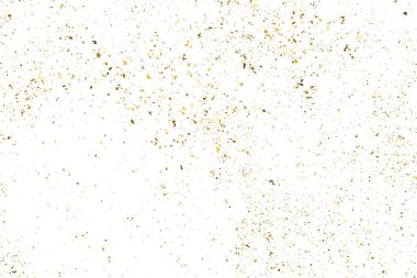 Beyaz üzerinde altın rengi parıltı dokusu izole edildi. Amber Parçacık Rengi. Kutlama arkaplanı. Altın Konfeti Patlaması. Tasarım elementi. Dijital olarak oluşturulmuş resim. Vektör İllüstrasyonu, EPS 10.