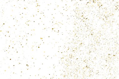 Beyaz üzerinde altın rengi parıltı dokusu izole edildi. Amber Parçacık Rengi. Kutlama arkaplanı. Altın Konfeti Patlaması. Tasarım elementi. Dijital olarak oluşturulmuş resim. Vektör İllüstrasyonu, EPS 10.