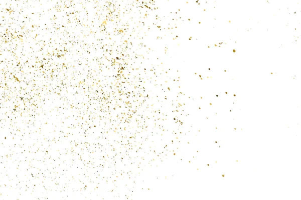 Gold Glitter Texture Geïsoleerd Wit Amber Deeltjes Kleur Feestelijke Achtergrond — Stockvector