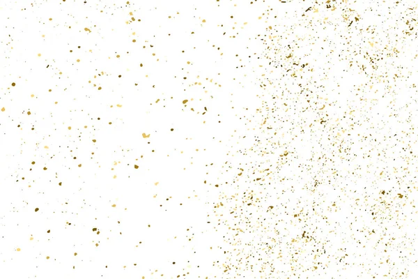 Beyaz üzerinde altın rengi parıltı dokusu izole edildi. Amber Parçacık Rengi. Kutlama arkaplanı. Altın Konfeti Patlaması. Tasarım elementi. Dijital olarak oluşturulmuş resim. Vektör İllüstrasyonu, EPS 10.