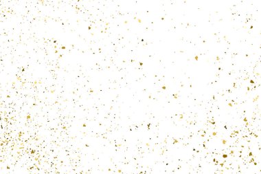 Beyaz üzerinde altın rengi parıltı dokusu izole edildi. Amber Parçacık Rengi. Kutlama arkaplanı. Altın Konfeti Patlaması. Tasarım elementi. Dijital olarak oluşturulmuş resim. Vektör İllüstrasyonu, EPS 10.