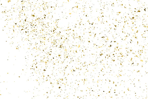 Gold Glitter Texture Geïsoleerd Wit Amber Deeltjes Kleur Feestelijke Achtergrond — Stockvector