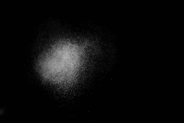 Abstrakt Vannsprut Svart Bakgrunn Frysebevegelse Hvite Partikler Regn Snødekke Tekstur – stockfoto