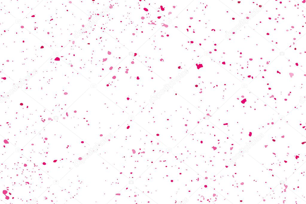 Abstract Background Happy Valentines Day. Scarlet Explosion Of Confetti Isolated On White. Pink Glitter. Overlay Texture.  Digitally Generated Image. Vector Illustration, Eps 10.