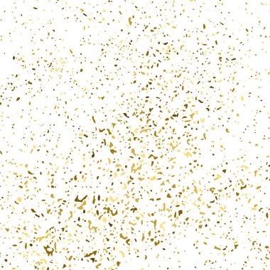 Beyaz üzerinde altın rengi parıltı dokusu izole edildi. Amber Parçacık Rengi. Kutlama arkaplanı. Altın Konfeti Patlaması. Tasarım elementi. Dijital olarak oluşturulmuş resim. Vektör İllüstrasyonu, EPS 10.