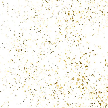Beyaz üzerinde altın rengi parıltı dokusu izole edildi. Amber Parçacık Rengi. Kutlama arkaplanı. Altın Konfeti Patlaması. Tasarım elementi. Dijital olarak oluşturulmuş resim. Vektör İllüstrasyonu, EPS 10.