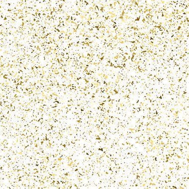 Beyaz üzerinde altın rengi parıltı dokusu izole edildi. Amber Parçacık Rengi. Kutlama arkaplanı. Altın Konfeti Patlaması. Tasarım elementi. Dijital olarak oluşturulmuş resim. Vektör İllüstrasyonu, EPS 10.