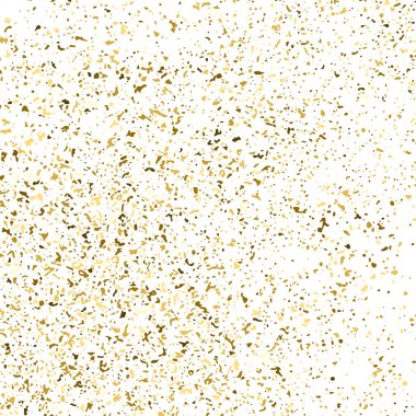 Beyaz üzerinde altın rengi parıltı dokusu izole edildi. Amber Parçacık Rengi. Kutlama arkaplanı. Altın Konfeti Patlaması. Tasarım elementi. Dijital olarak oluşturulmuş resim. Vektör İllüstrasyonu, EPS 10.