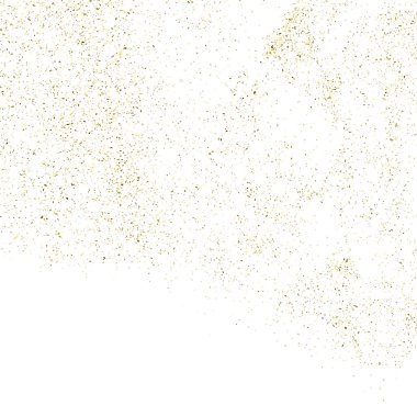 Beyaz üzerinde altın rengi parıltı dokusu izole edildi. Amber Parçacık Rengi. Kutlama arkaplanı. Altın Konfeti Patlaması. Tasarım elementi. Dijital olarak oluşturulmuş resim. Vektör İllüstrasyonu, EPS 10.