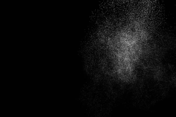 Salpicos Abstratos Água Fundo Preto Congelar Movimento Das Partículas Brancas — Fotografia de Stock