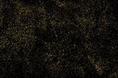 Altın Glitter doku siyah izole. Amber parçacıklar renk. Kutlama arka plan. Altın patlama konfeti. Tasarım öğesi. Dijital olarak oluşturulan görüntü. Vektör çizim, Eps 10.