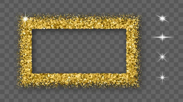 Gold Glitter Frame Bland Shadows Isolated Transparent Background Абстрактный Прямоугольник — стоковый вектор