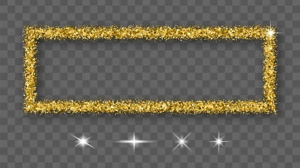 Gold Glitter Frame Bland Shadows Isolated Transparent Background Абстрактный Прямоугольник — стоковый вектор