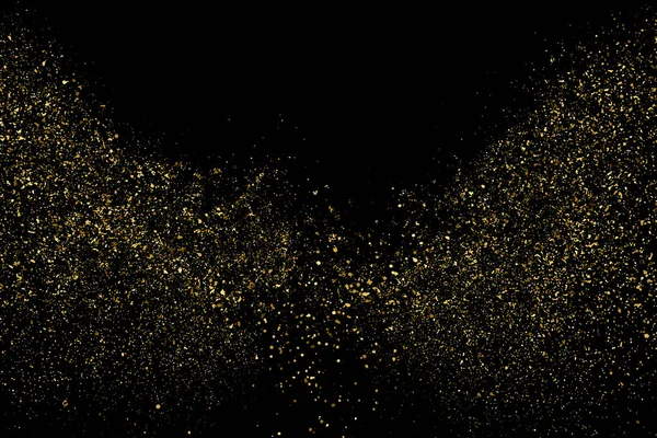 Altın Glitter doku siyah izole. Amber parçacıklar renk. Kutlama arka plan. Altın patlama konfeti. Tasarım öğesi. Dijital olarak oluşturulan görüntü. Vektör çizim, Eps 10.