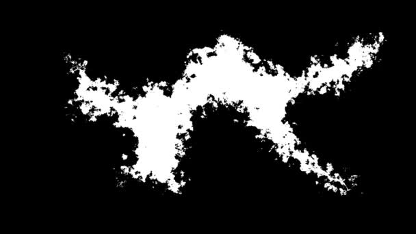 Abstracte Witte Deeltjes Explosie Zwarte Achtergrond Bloom Inkt Druppels Overgang — Stockvideo